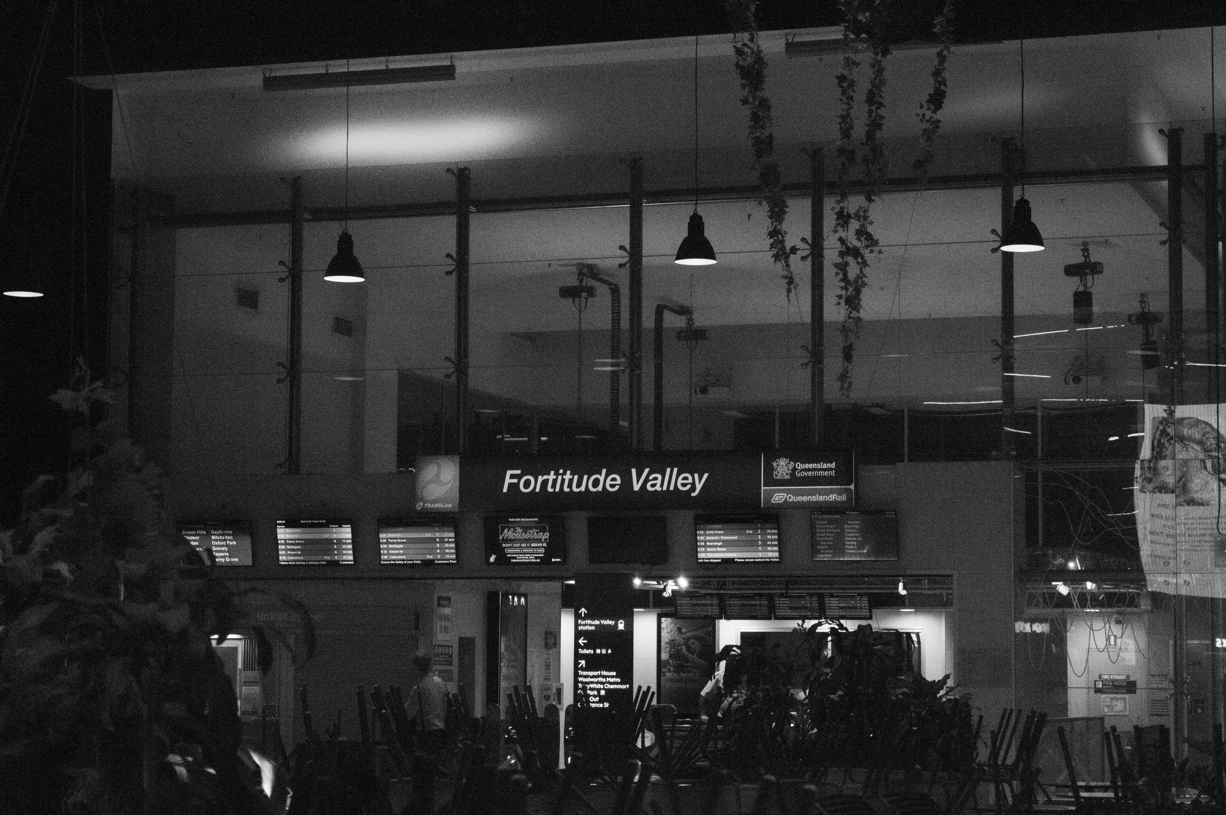 The interior of Fortitude Valley's train station.